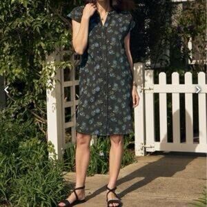 Carbon 2 Cobalt Moonlight Garden Dress Double Cotton Gauze Size Large